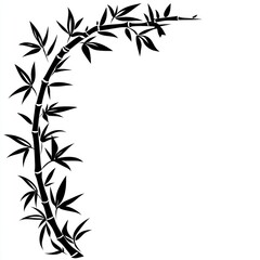 Naklejka premium Bamboo branch design, corner frame, white background, Asian decor