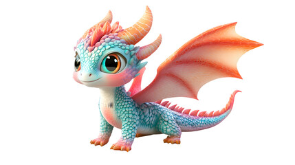 Obraz premium Vibrant 3D Dragon Illustration with Adorable Scales