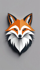 AI image illustration of a minimalist fox animal logo with orange and white color in elegant silhouette background