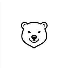Obraz premium Polar bear head, simple line art, white background, logo design