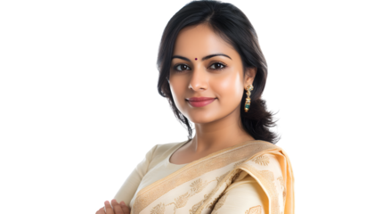 Stylish Indian Businesswoman Transparent Background Isolated Office Attire Corporate Look