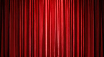 Elegant Red Stage Curtains Creating Dramatic Atmosphere for Performance