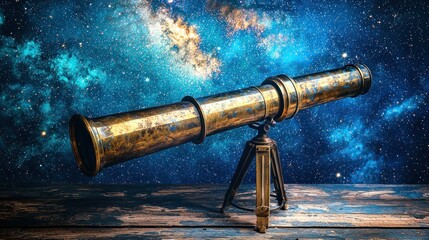 Obraz premium Antique Telescope Aimed at the Cosmos