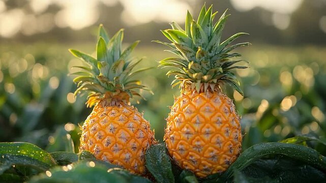 Two pineapples in sunlight