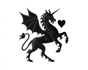Fototapeta premium A modern and editable artwork design featuring symmetrical fantasy abstract demons is available for streetwear t shirts, tattoos, stickers, and clothing, in digital ink