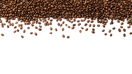 Coffee Cup and Beans Border Isolated on White for Creative Designs