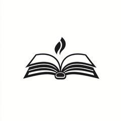 Open book, flame, knowledge, learning, education, white background, website icon