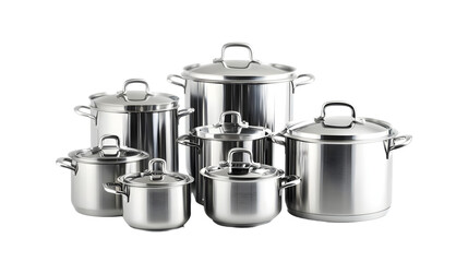 Stylish Inox Home Appliances Group on White Background