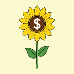 Growing sunflower with dollar