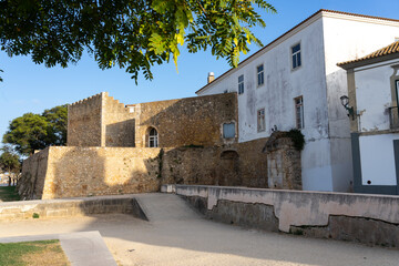 Castle of Lagos in the Algarve region of Portugal at sunset.
