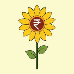 Growing sunflower with Indian Rupee