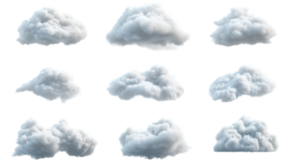 Abstract Realistic Clouds 3D Render Collection for Graphic Design Projects