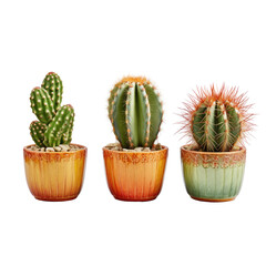 Cactus Trio Png Three Different Cactus  isolated on a transparent background