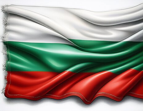 Bulgarische Flagge mit horizontalen Streifen in Wei&szlig;, Gr&uuml;n und Rot,