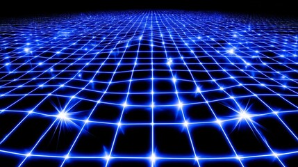 A Digital Landscape of Cyan Lines on Black Background Entitled Retro Futuristic Grid