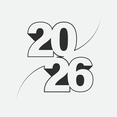 2026 number design template. 2026 New Year logo text design.
