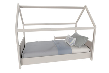 Montessori House Bed with Bedding 3D Model