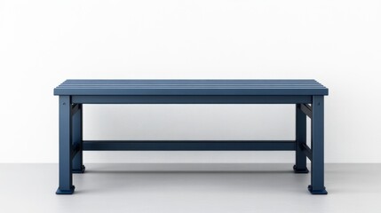 Modern Blue Metal Bench for Outdoor or Indoor Use on White Background