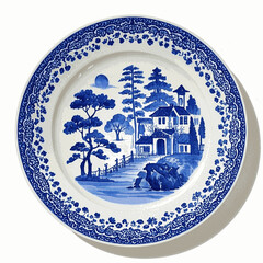 Fluid Legends: Willow on a Plate blue isolated watercolor vector illustration svg © Arun168