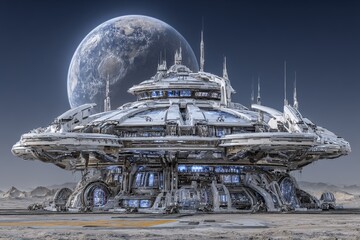 Futuristic lunar rovers are being utilized by a Moon colony to explore new frontiers