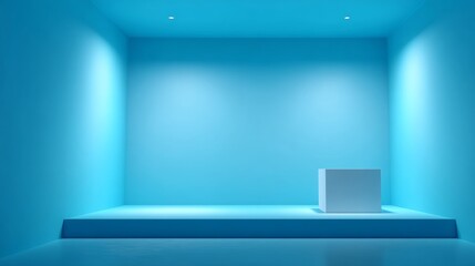 Blue studio room. Limbo light background. Abstract 3d backdrop for product presentation. Minimal wall scene. Showcase, promotion display modern