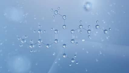 hot-17 molecular structure, 3d model molecule, psychedelic phenethylamine structural chemical formula view from a microscope