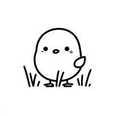 Cute chick in grass, spring background, children's book illustration