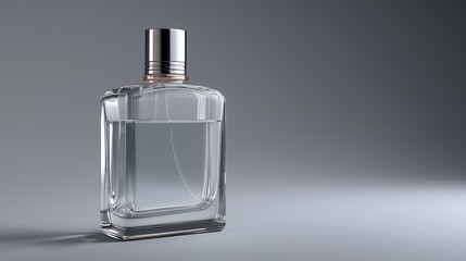 Perfume advertisement, luxury and minimalism: Transparent fragrance bottle, smooth organic shape.