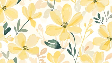 Elegant Watercolor Yellow Floral Pattern