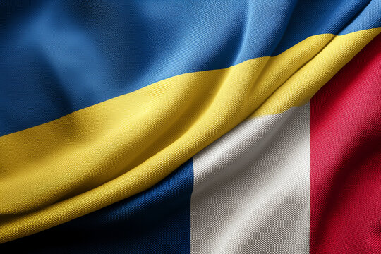 flag of ukraine and france background texture