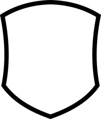 Shield silhouette outline icon. Protect shield security icon sign. Shield badge quality symbol isolated on transparent background. Design element for safety and protection. Vector illustration.