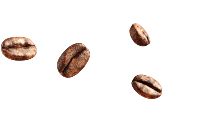 Coffee Beans: Coffee beans, showcasing roasted grains with intricate patterns, promise a flavorful journey. Their presence evokes the anticipation of a rich beverage.