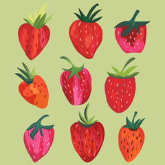 Colorful Strawberry Doodle Vector, Bright and Playful Fruit Illustration