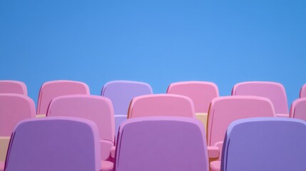 Obraz premium Retrofuturistic classroom design featuring pink and silver tones set amidst a space landscape