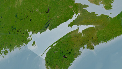 Bay of Fundy highlighted. Satellite map
