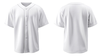 Blank Baseball Jersey Mockup: A clean, crisp image showcasing a white baseball jersey, presented in both front and back views, ready for customization and design.