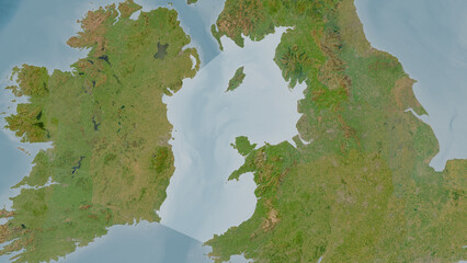 Irish Sea and St. George's Channel highlighted. Satellite map