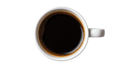 Morning Brew: Overhead perspective of a full mug of rich, dark coffee, an everyday ritual for focus and energy