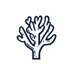 Obraz premium Ocean coral illustration, underwater life, marine design, white background, website icon