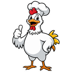 cartoon chicken cooking chef with blank sign