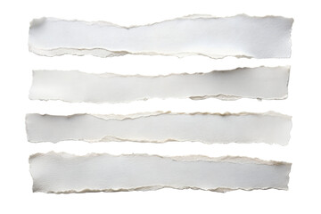 White Ripped Paper Torn Edges Strips Isolated on Transparent Background