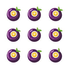 My Simple flat 2D illustration of maracuja fruits set isolated on a transparent background, vector, flat design, animation design, simple flat 2D icon, clipart