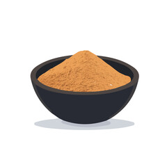 My Simple flat 2D illustration of nutmeg powder bowl isolated on a transparent background, vector, flat design, animation design, simple flat 2D icon, clipart
