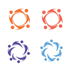 Unity People Icon Set Abstract Human Circle Vector.