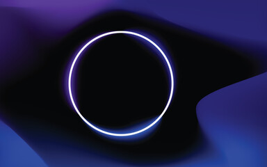 Abstract glowing ring on a dark gradient mesh background. Futuristic vector illustration with a neon-style circular shape