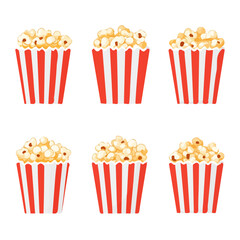 My Simple flat 2D icon, popcorn boxes set isolated on a white background, vector, vector, flat design, animation design, simple flat 2D icon, minimalist design, vector design