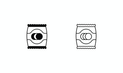 Snacks icons set Line and Glyph black vector icon stock illustration