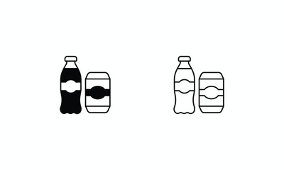 Beverages icons set Line and Glyph black vector icon stock illustration