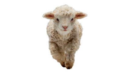 Fluffy Lamb: A charming close-up of an adorable lamb, its soft woolly coat and innocent gaze capturing hearts, embodying purity and gentleness.