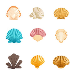 My Simple flat 2D icon, seashells set isolated on a white background, vector, vector, flat design, animation design, simple flat 2D icon, minimalist design, vector design, eps